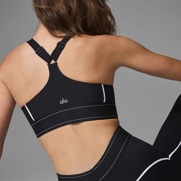 Like New Alo Airlift Line Up Bra BLK/White - Size Small - Picture 2 of 7